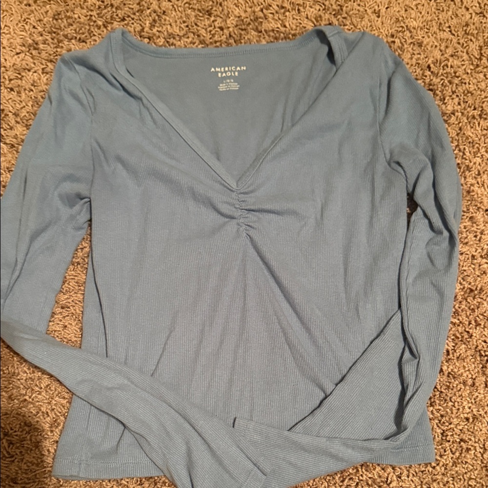 American Eagle Outfitters Light Blue Long Sleeve Top